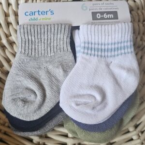 Carter's Neutral Baby Sock Pack in Gray, White, Navy & Olive